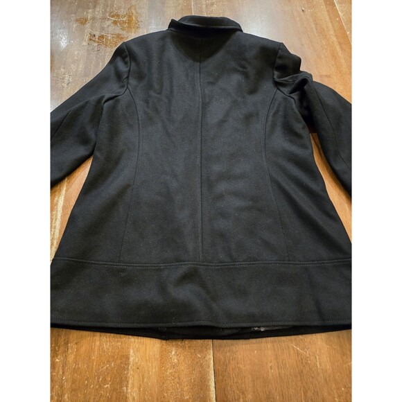 NWT Guess L Black Wool Gold Zip Coat Nordstrom long Chic Classic Asymmetrical - Picture 13 of 16